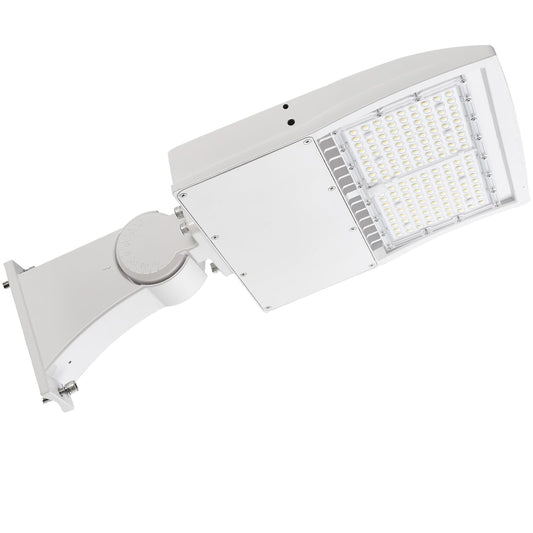 150W LED Parking Lot Lights, 21000LM(140LM/W) 5000K White LED Shoebox Street Light, Surge Protection Built-in, Dimmable Outdoor Commercial Area Lighting, IP65 Waterproof, AC100-277V, UL Listed