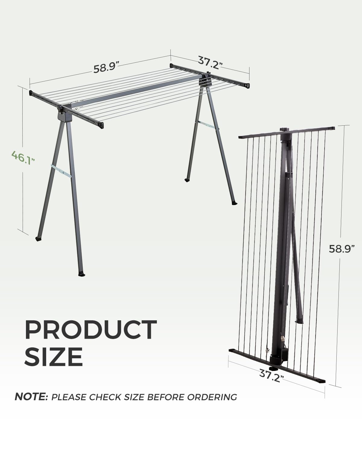 JS Heavy Duty A-Frame Clothes Drying Rack 46FT, Stainless Steel Collapsible Laundry Rack with 16M Clothesline, Foldable Space-Saving Garment Rack for Indoor Outdoor