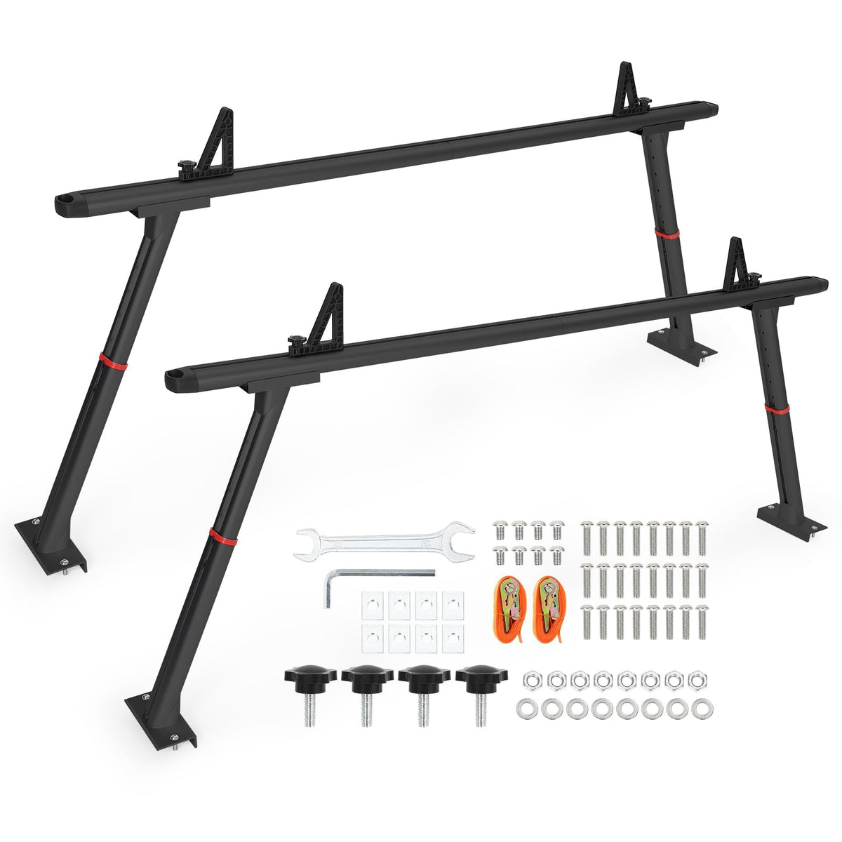Aluminum Truck Rack, 35.4-71 in Width Adjustable Truck Bed Rack, Heavy Duty 800 LB Capacity, Secure Carrier for Kayak, Surfboard, Lumber, Contractor Gear, Black