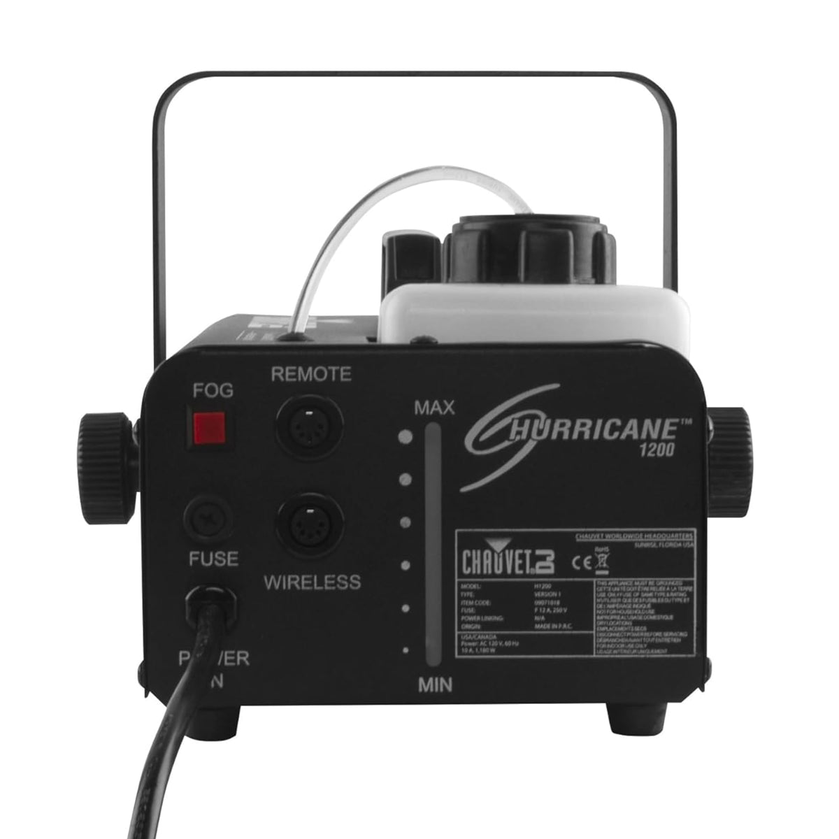 CHAUVET DJ – Hurricane 1200 Fog Machine Compact Lightweight Smoke Machine | Timer Remote | Fast 2-Minute Heat-Up | Manual Fog Button, 18,000 CFM High-Output, Water-Based Smoke | For DJs, Parties