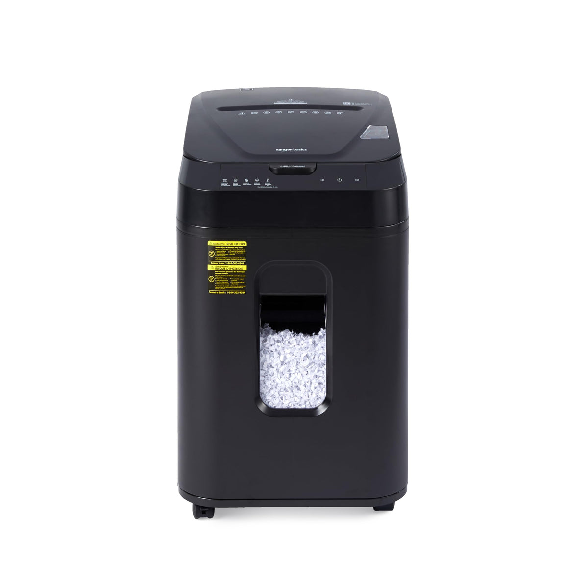Amazon Basics 150-Sheet Autofeed Micro-Cut Paper and Credit Card Shredder, High Security Level P-4 with 8.5-Gallon Bin, 60-Minute Continuous Run Time, Black