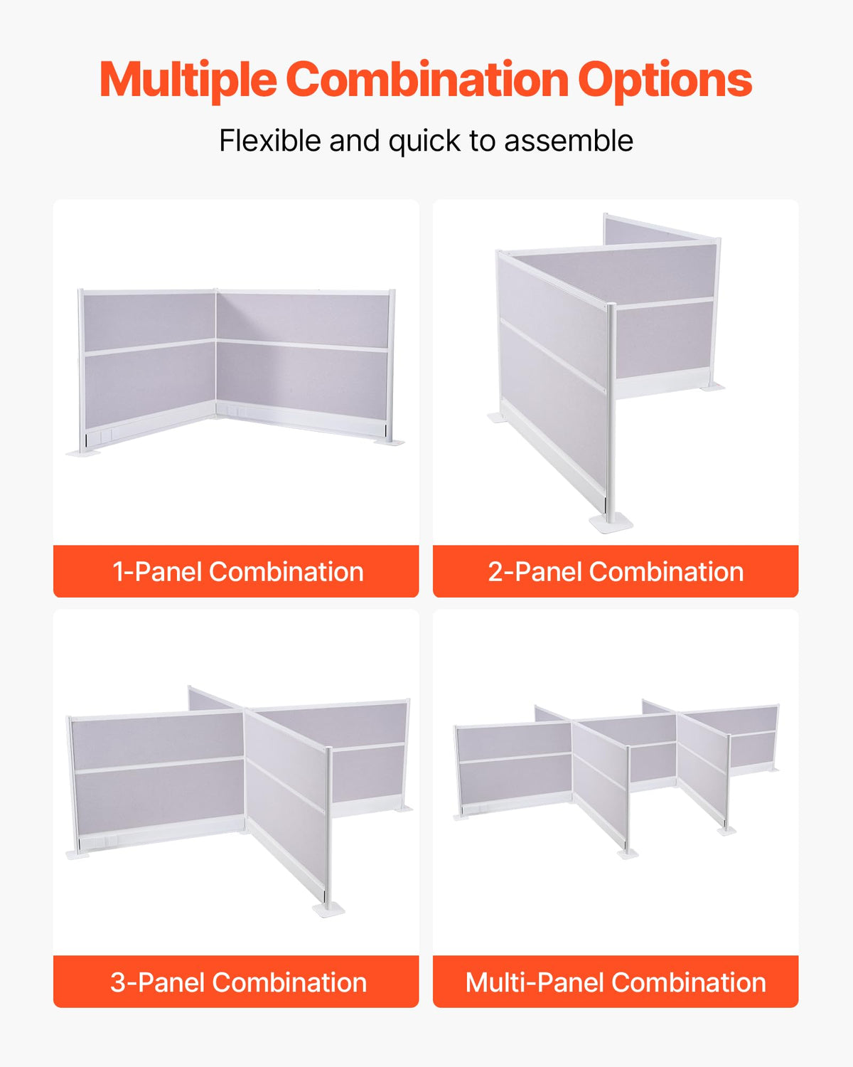 VEVOR Office Divider Privacy Partitions, 2-Pack, 72" x 48" Room Divider Walls, PET Workstation Cubicle Partition with Outlet Covers, Freestanding Privacy Panels for Office Library School
