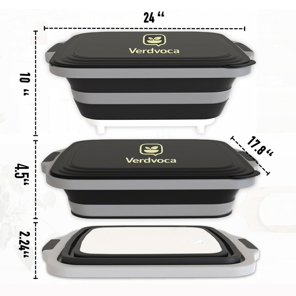 Verdvoca 2 Pcs 30L & 1 Piece 16L Collapsible BBQ Prep Tubs with Lids for Fruit Prep & Washing, Meal Marinating and Food Storage