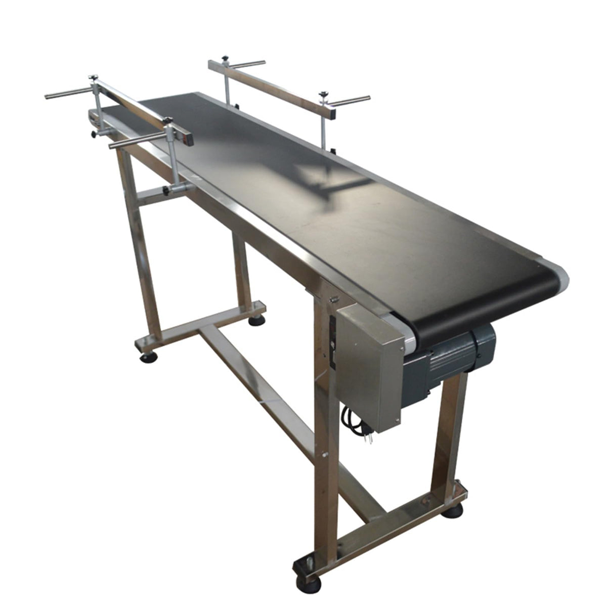 THUXEON 110V PVC Belt Conveyor with Double Guardrail, Conveyor Length 59inch Belt Width 11.8inch, Flat Conveyor Belt Systems with Anti-Static and Adjustable Speed for Industrial Transport