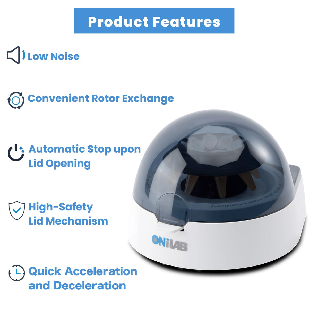 ONiLAB's Scientific Mini Centrifuge 7000RPM, 2680 x g RCF, Lab Benchtop Centrifuge with 2 Rotors for 8 x 0.2/0.5/1.5/2.0ml and 0.2mL×32 PCR Strips, Low Noise≤45dB, 100-240V((ONLY for MICROTUBES)
