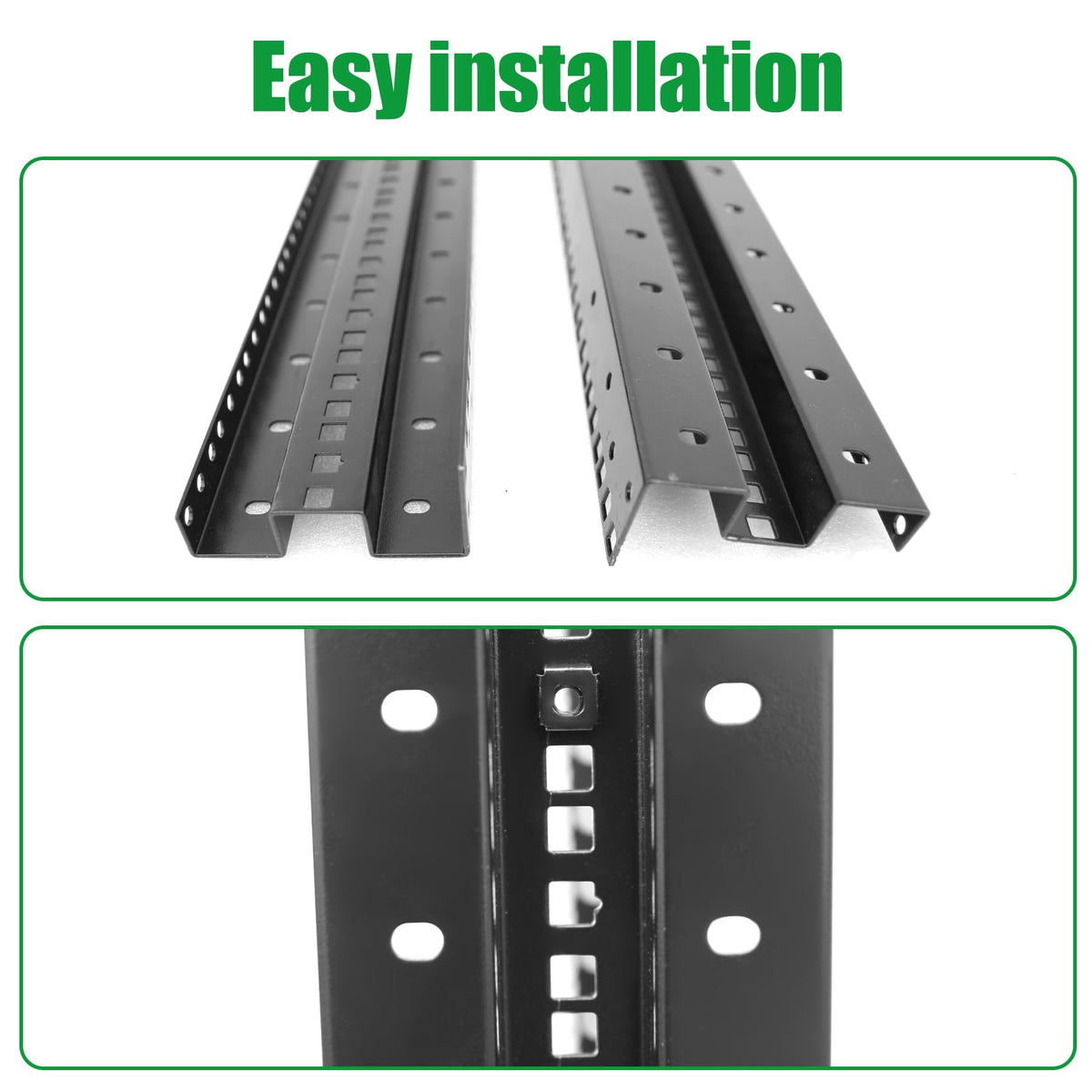 4-Post 15U Open Frame Server Rack for 19" IT Network Equipment & A/V Devices，22"-35" Adjustable Depth，Heavy Duty Free Standing Rack for Servers & AV Gear