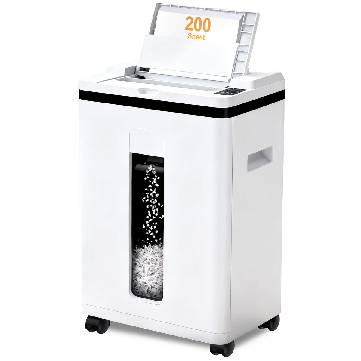 Boyuevi 200-Sheet Auto Feed Paper Shredder, Touchscreen Heavy Duty Shredders, 40 Min Non-Stop, P-5 Ultra Security Commercial Shredder for Home Office, Micro Cut with Wheels, 5.8 Gal Bin, <60 dB