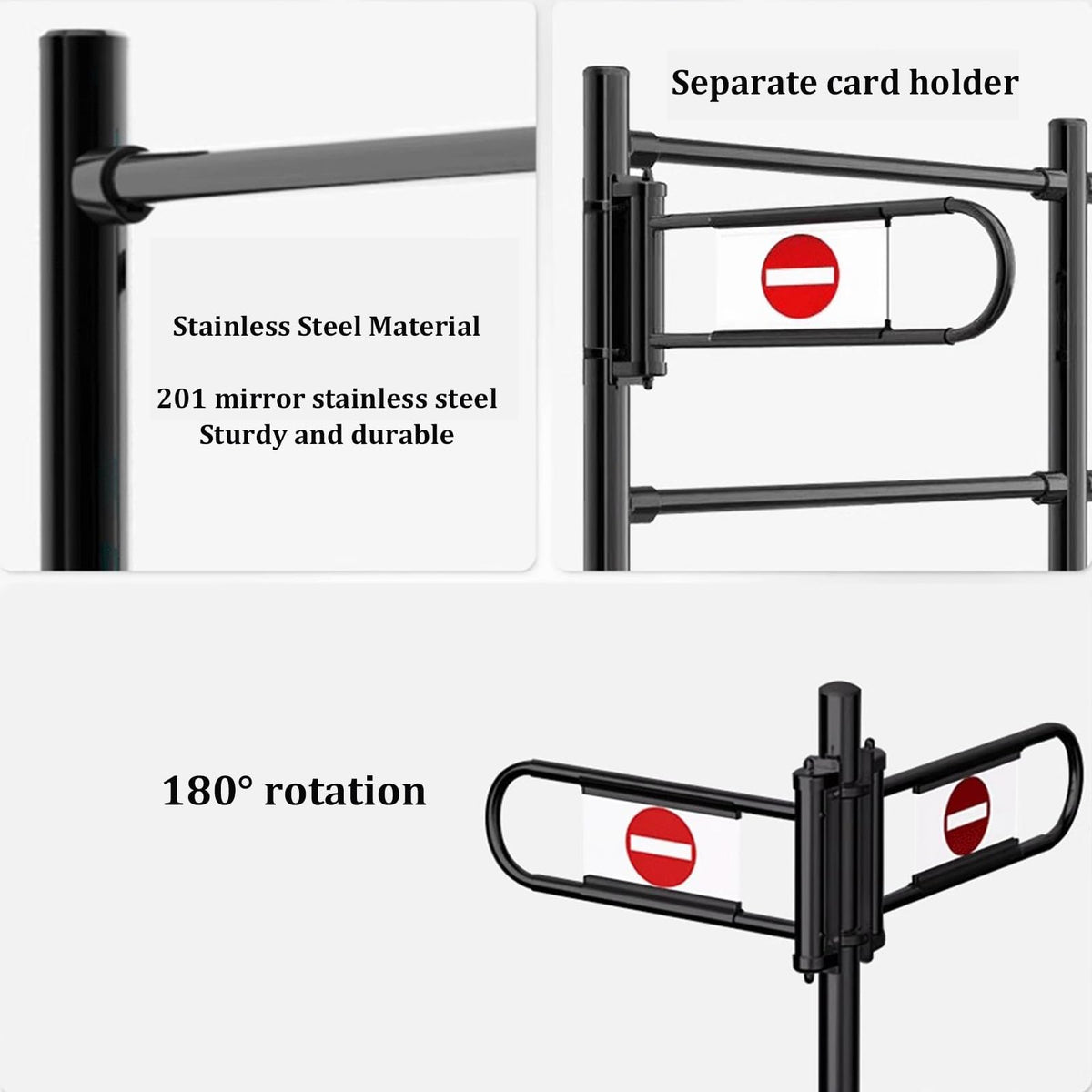POLGDW Automatic Closing Metal Safety Gate - One-Way Swing Gate for Supermarket Cashier Counter, Warehouse & Mall - Black, 100x100cm x 6.3cm - Secure Entrance Solution