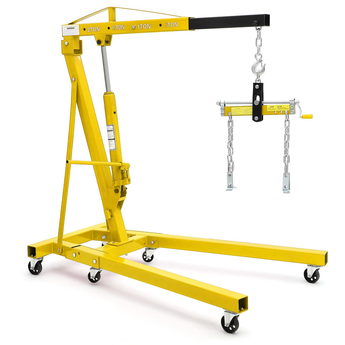 GarveeTech 2-Ton Folding Engine Hoist Cherry Picker 4400 Lb Capacity Hydraulic Shop Crane with Telescoping Boom 6 Caster Wheels for Automotive Repair Garage Use Includes Hitch and Storage Red