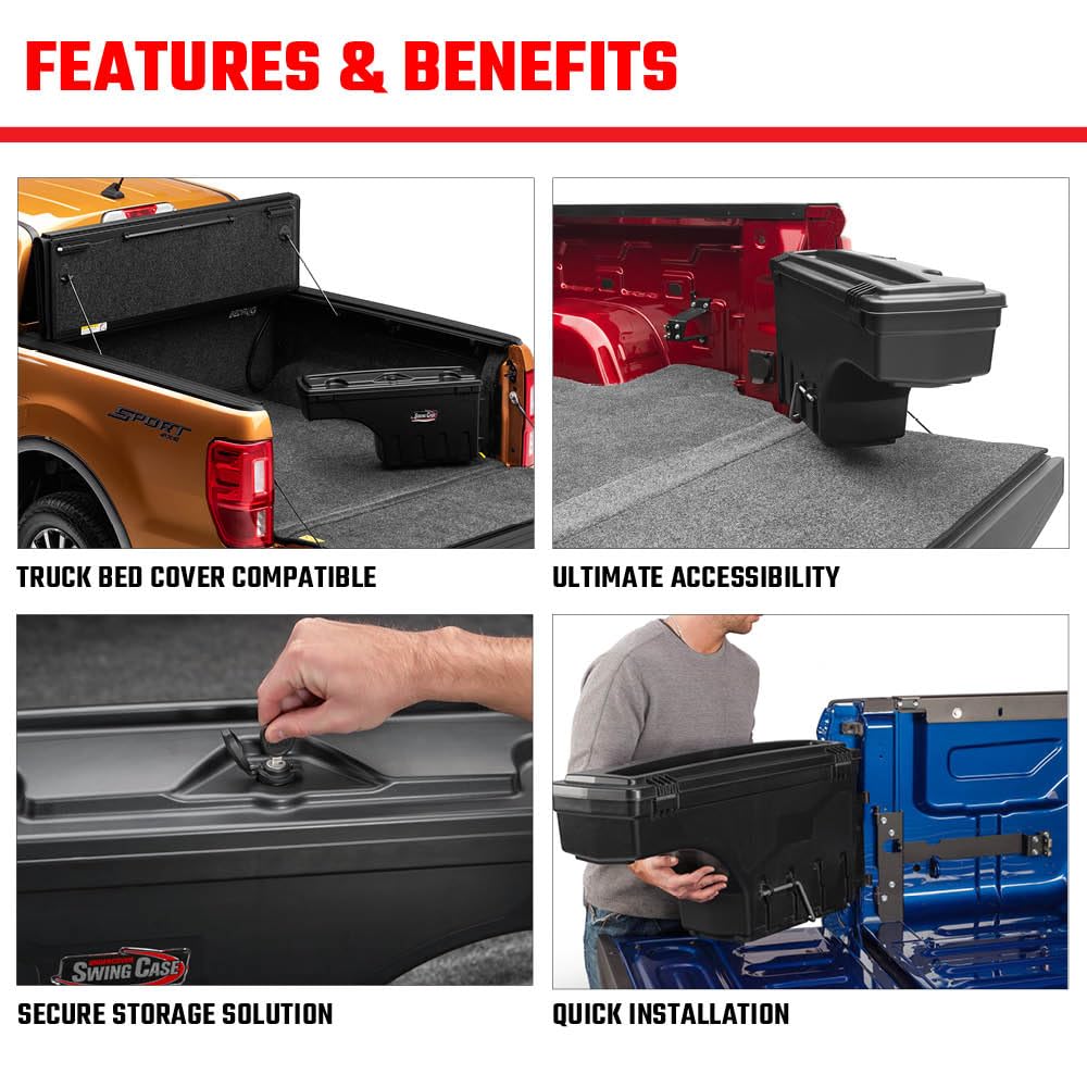 UnderCover SwingCase Truck Bed Storage Box | SC203D | Fits 2015 - 2020 Ford F-150 Drivers Side, Black