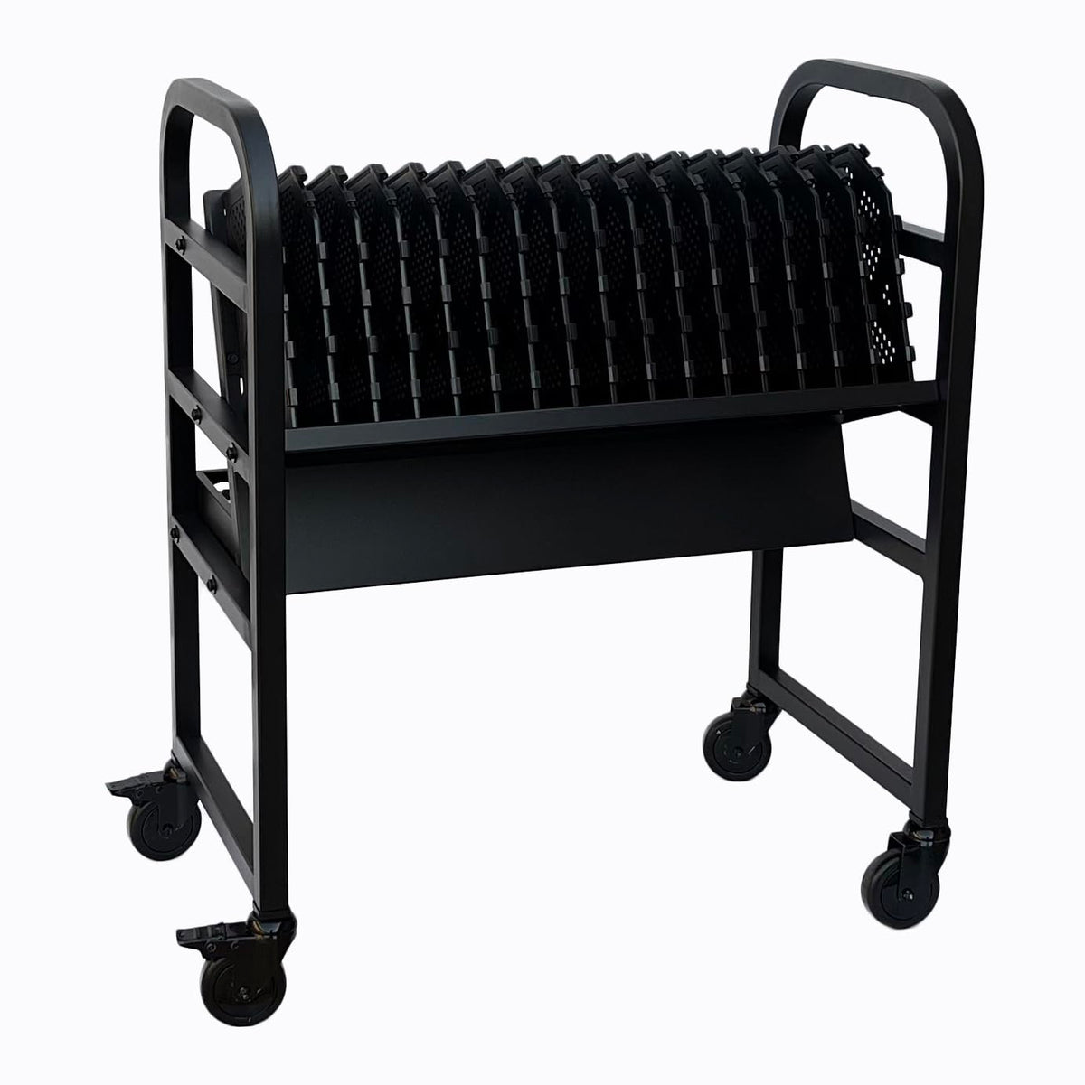 Workington 16-Device Mobile Open School Charging Cart Station for Ipads, Chromebooks, Tablets and Laptops Computer with Power Strip Included, Assembly Required, 1005 Black