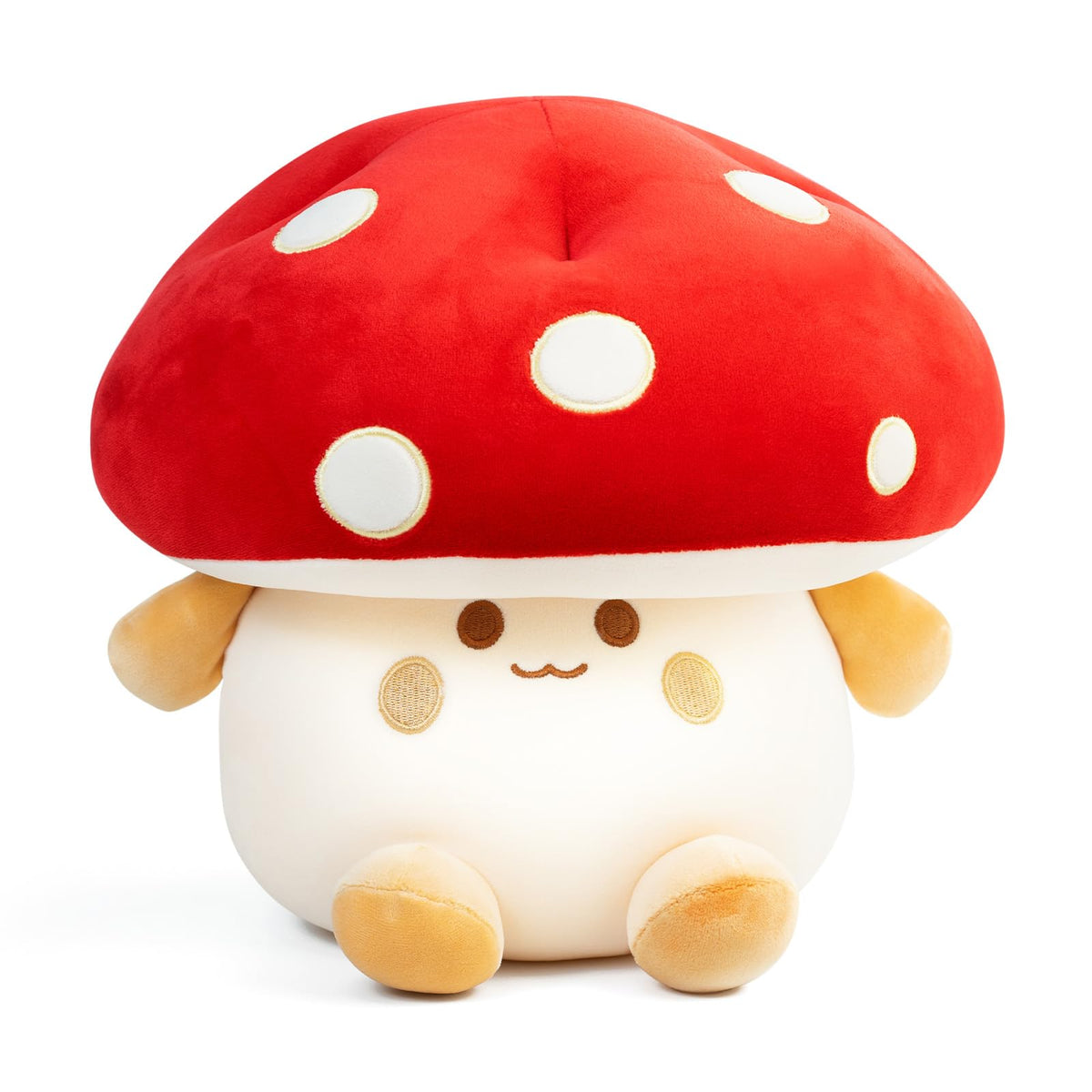 Nuokin Mushroom Plush Toys 12 inch Cute Stuffed Mushroom Pillow Stuffed Toy Birthday Present Home Decor Halloween for Kids (Red)