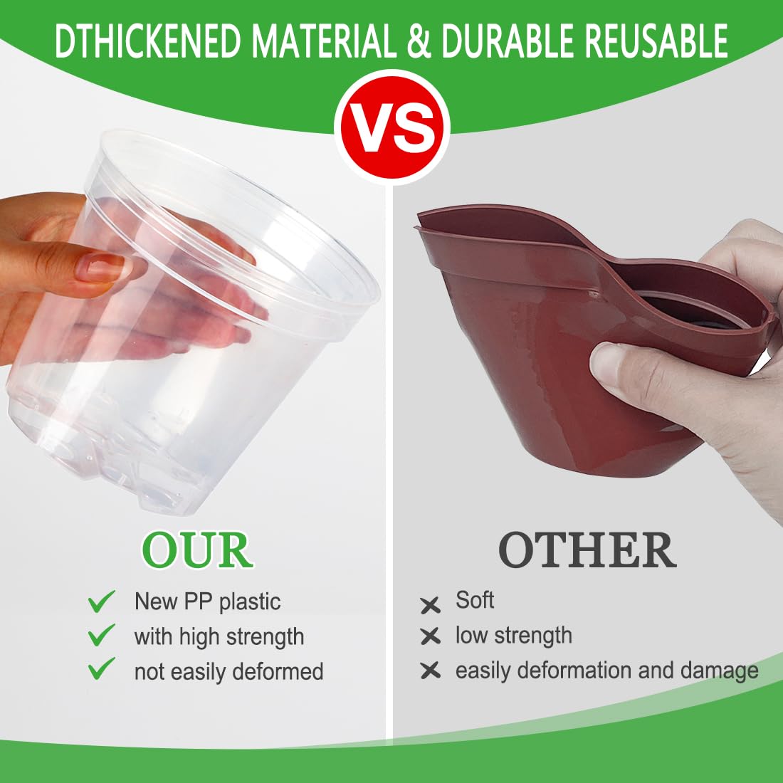 4 Inch Clear Nursery Pots for Plants, Plastic Plant Pot with Drainage Holes, Sturdy Seed Starter Pots, Small Transparent Seedling Pots with Plant Labels and Soil Screens, Gardening Gifts(30 Pack)