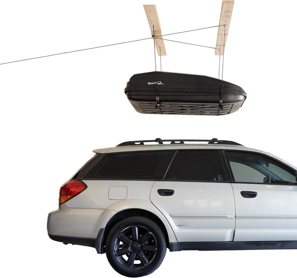 HARKEN Hoister Lightweight Cargo Carrier Overhead Garage Storage 4-Point Hoist System for 60lb Carriers, Kayaks, Canoes, Storage (60lb max load,16ft.Ceiling), Model 7801.16