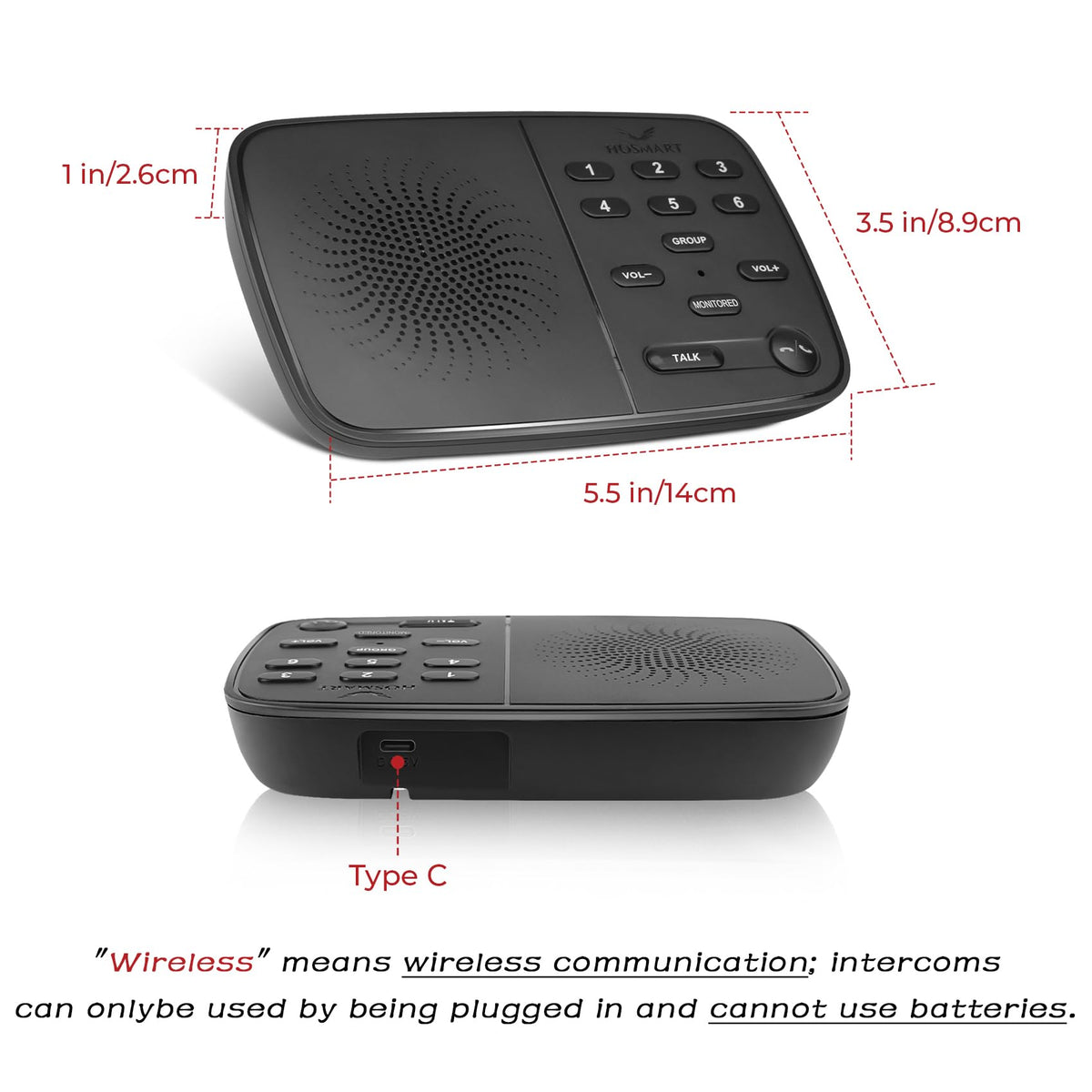 Hosmart UltraSpeak Pro Intercoms Wireless for Home, Two-Way Real-time Intercom Full Duplex Wireless Intercom System for Home Use, Clear Sound House Intercom System for Business with 1200 Feet Range