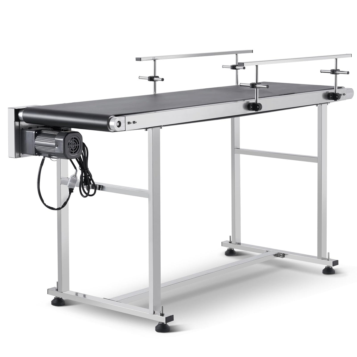 VEVOR Belt Conveyor, 59 x 15.7 inch ConveyorTable, Heavy Duty Stainless Steel Motorized BeltConveyor for Inkjet Coding Applications Powered PVCBelt Anti-Static Adjustable Speed (Double Guardrail)