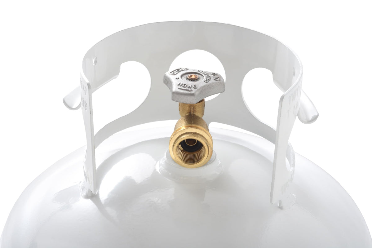 Flame King YSN401 Steel Propane Tank Cylinder With Overflow Protection Device Valve, 40 Lb, White