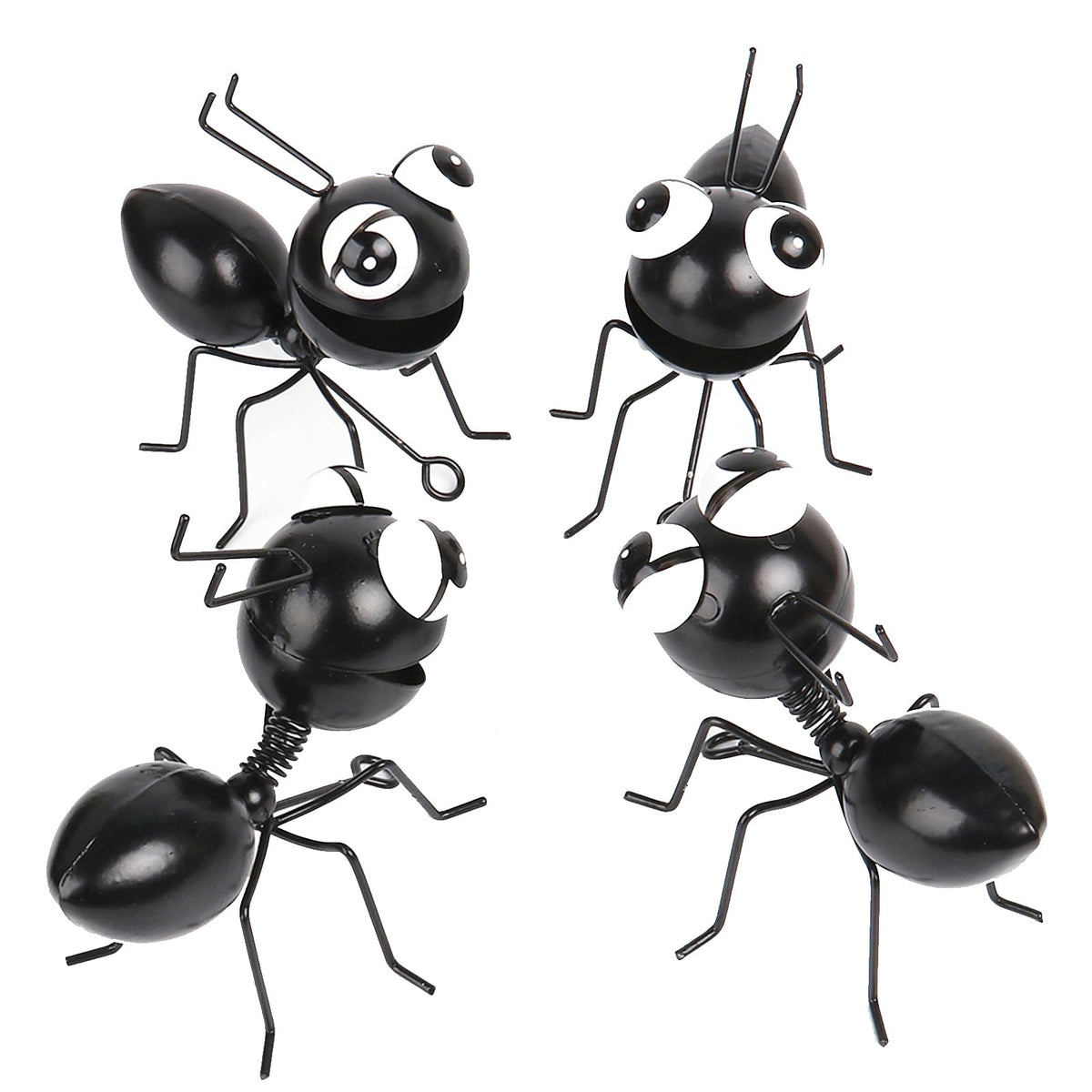 Cruis Cuka Metal Yard Art Garden Decor Cute Ant Outdoor Fence Decorations Lawn Ornaments - Set of 4 Black