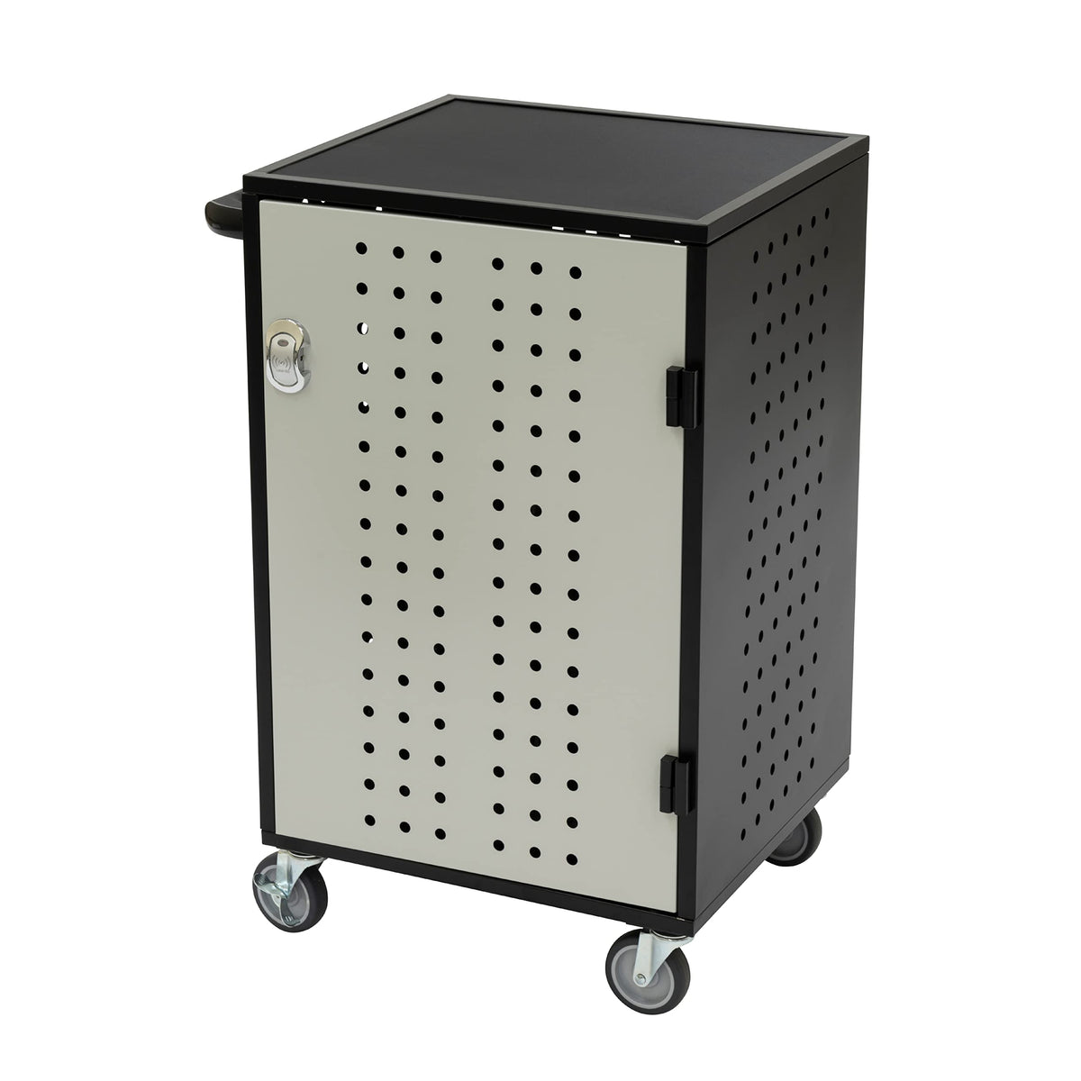 Pearington 30 Device Charging Cart with Electric Key Card Lock, Charger Organization, Cable Management, Laptop-Chromebook Charging Mobile Storage Station, Black and Grey