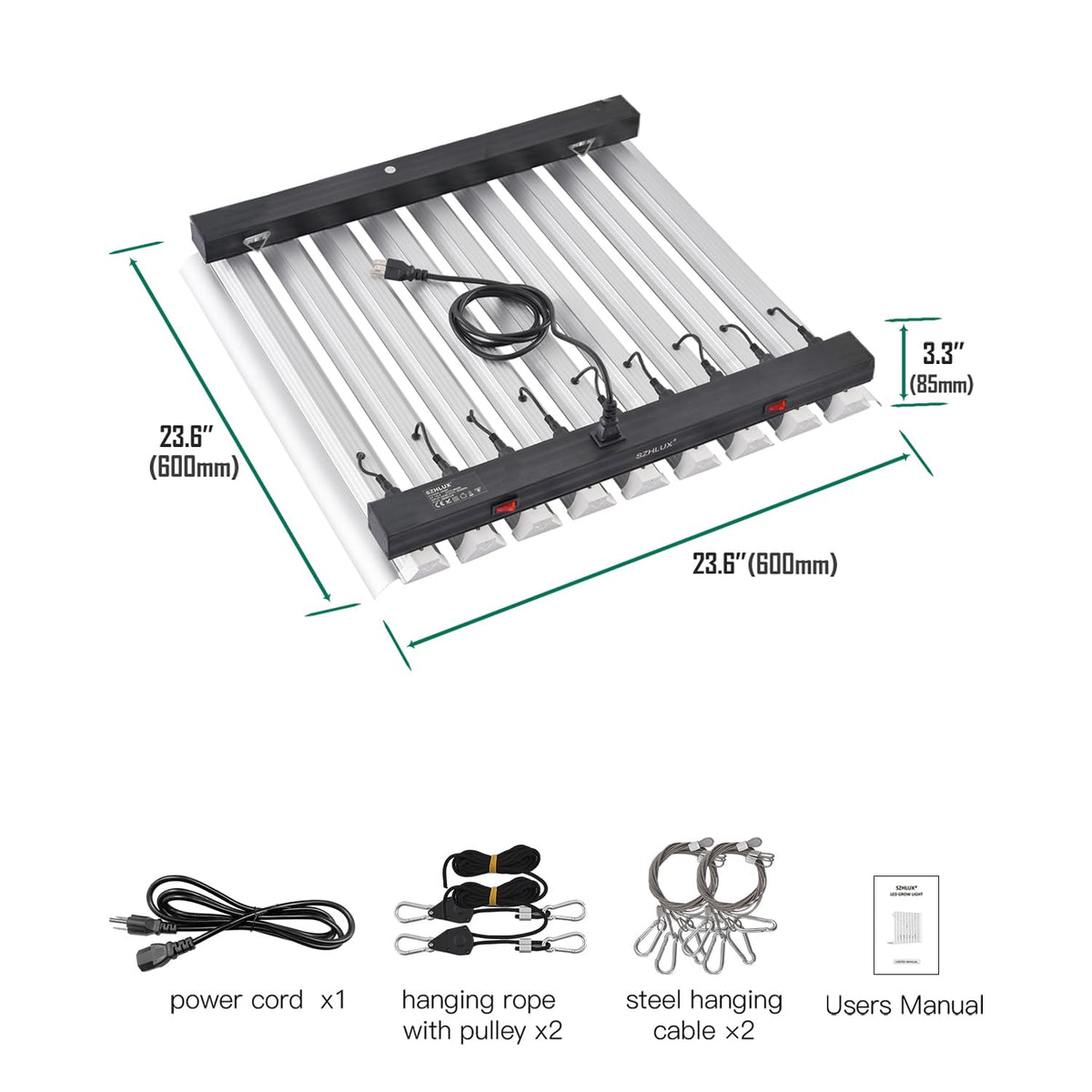 SZHLUX 400W LED Grow Light 4×4ft Coverage with Double Switches, Full Spectrum Grow Light for Indoor Plants, Sunlight Plant Light 864 LEDs for Hydroponic Seedling Veg and Bloom Greenhouse