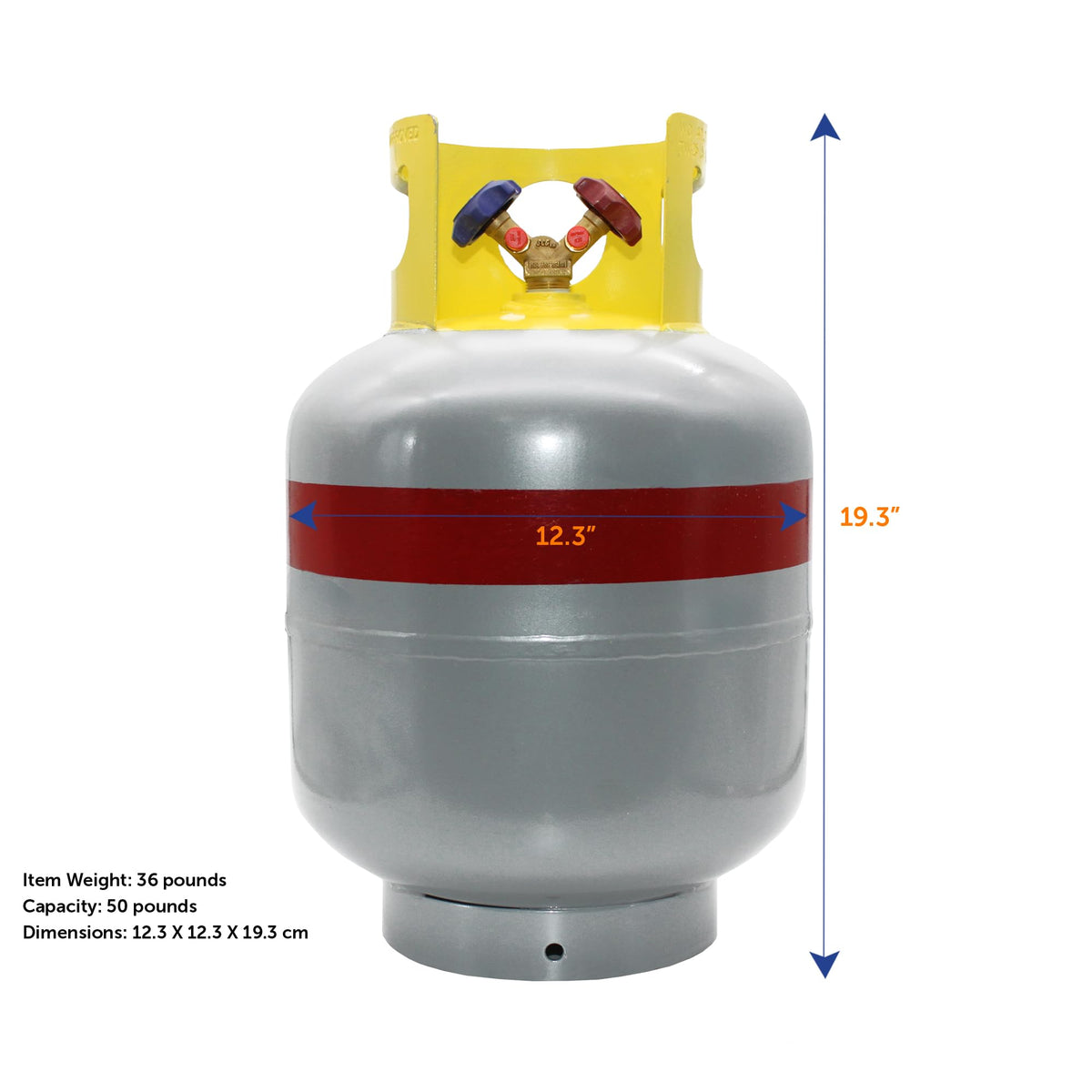 Flame King 50LB A2L Refrigerant Recovery Cylinder Tank, 400 PSI, Dual Y-Valve Liquid/Vapor, Heavy-Duty Steel, HVAC Recovery & Storage