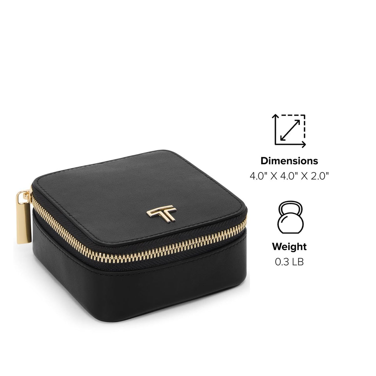 TUMI - Belden Jewelry Case - Women's Premium Leather Travel Accessories Organizer - For Earrings, Rings, Bracelets - Black with Light Gold Hardware