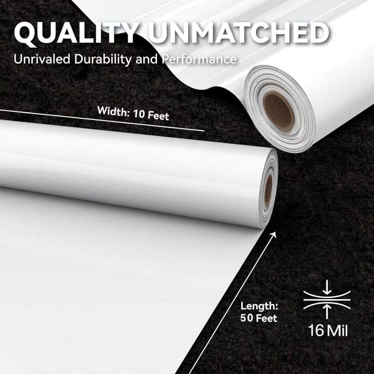 Crawl Space Vapor Barrier, 16 Mil 10'x50', White Plastic Sheeting - Thick Plastic Sheeting, Heavy Duty Polyethylene Film, Drop Cloth Vapor Barrier Covering for Crawl Space, Basement