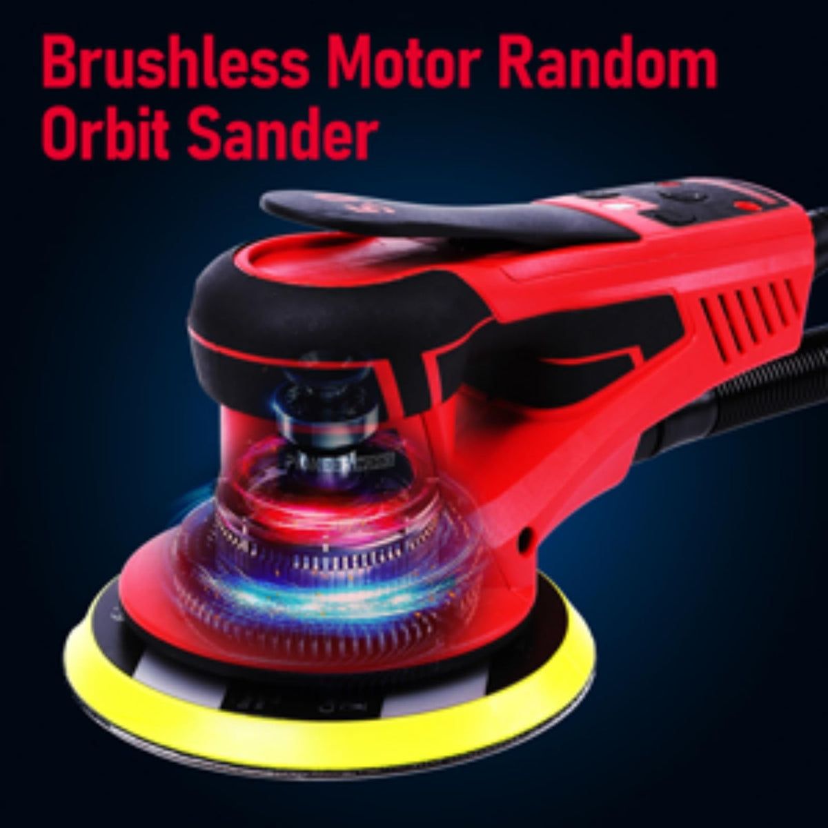 Electric Random Orbital Sander, PioneerWorks Brushless Motor, Powerful 350W & Low Vibration Palm Sander,10000 RPM Variable Speed,6-Inch Pads For Woodworking, Polishing, Sanding, Carpentry