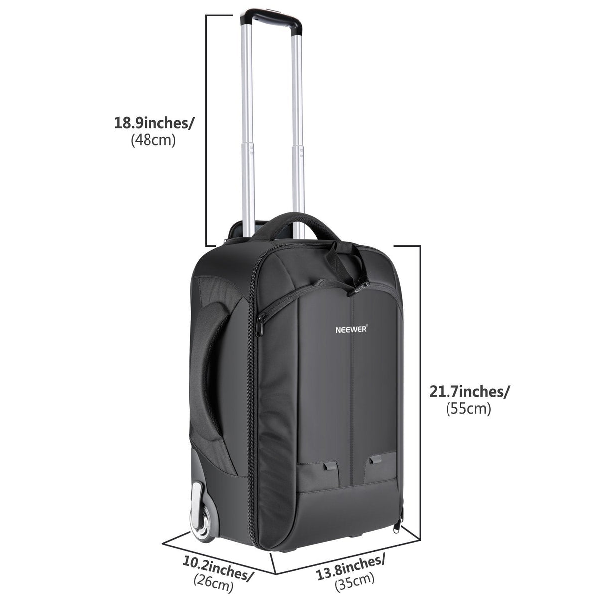 Neewer 2-in-1 Rolling Camera Bag Backpack Suitcase Style Convertible with Double Handle, Shockproof Trolley Case with Removable Padded for SLR/DSLR Cameras Tripod Lenses (Black/Red)
