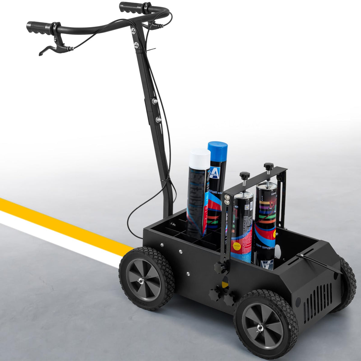 CXRCY Upgraded Double Line/Single Line Striping Line Marking Machine, Adjustable Height(5.1" to 11.6") and Width Parking Lot Striping Machine-Black