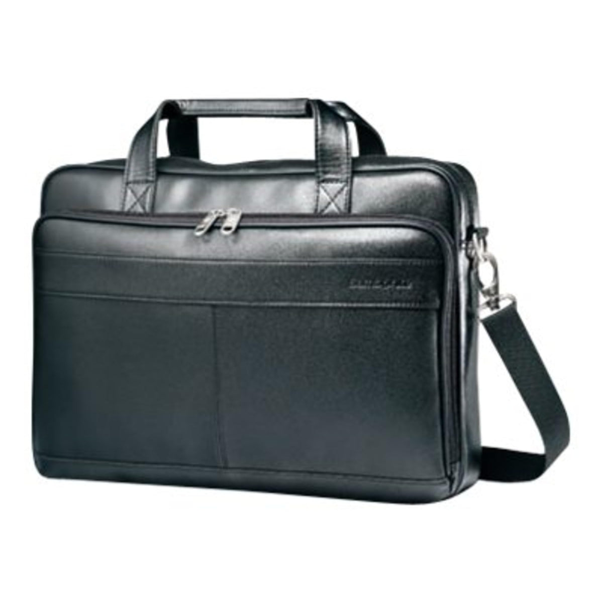 Samsonite Leather Slim Briefcase, Black, 16 Inch