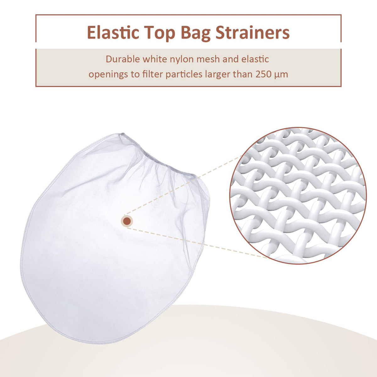 Patelai 500 Pcs 5 Gallon Paint Strainer Bags Regular Fine Mesh/Elastic Top Bag Strainers for Use with Paint Sprayers (White)