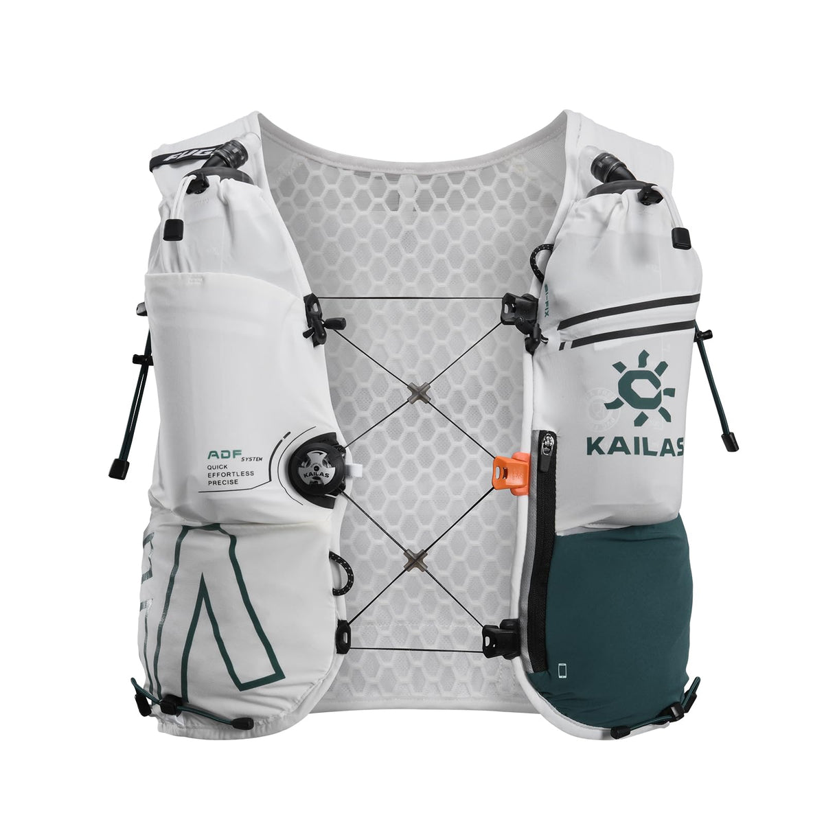 KAILAS FUGA AIR 8 Ⅳ Running Hydration Vest Hydration Pack Lightweight with Two TPU Water Bladders for Women Men Trail Cycling Hiking Pure White/Cyan Blue L