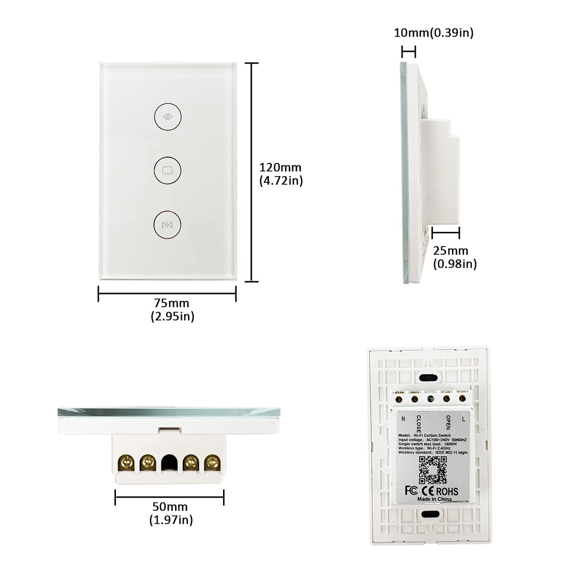 Olideauto Intelligent Smart AC Motor Automatic Window Opener with Wired US Standard WiFi Push Panel Phone App Control,Compatible for Alexa&Google Assistance Aluminum Alloy