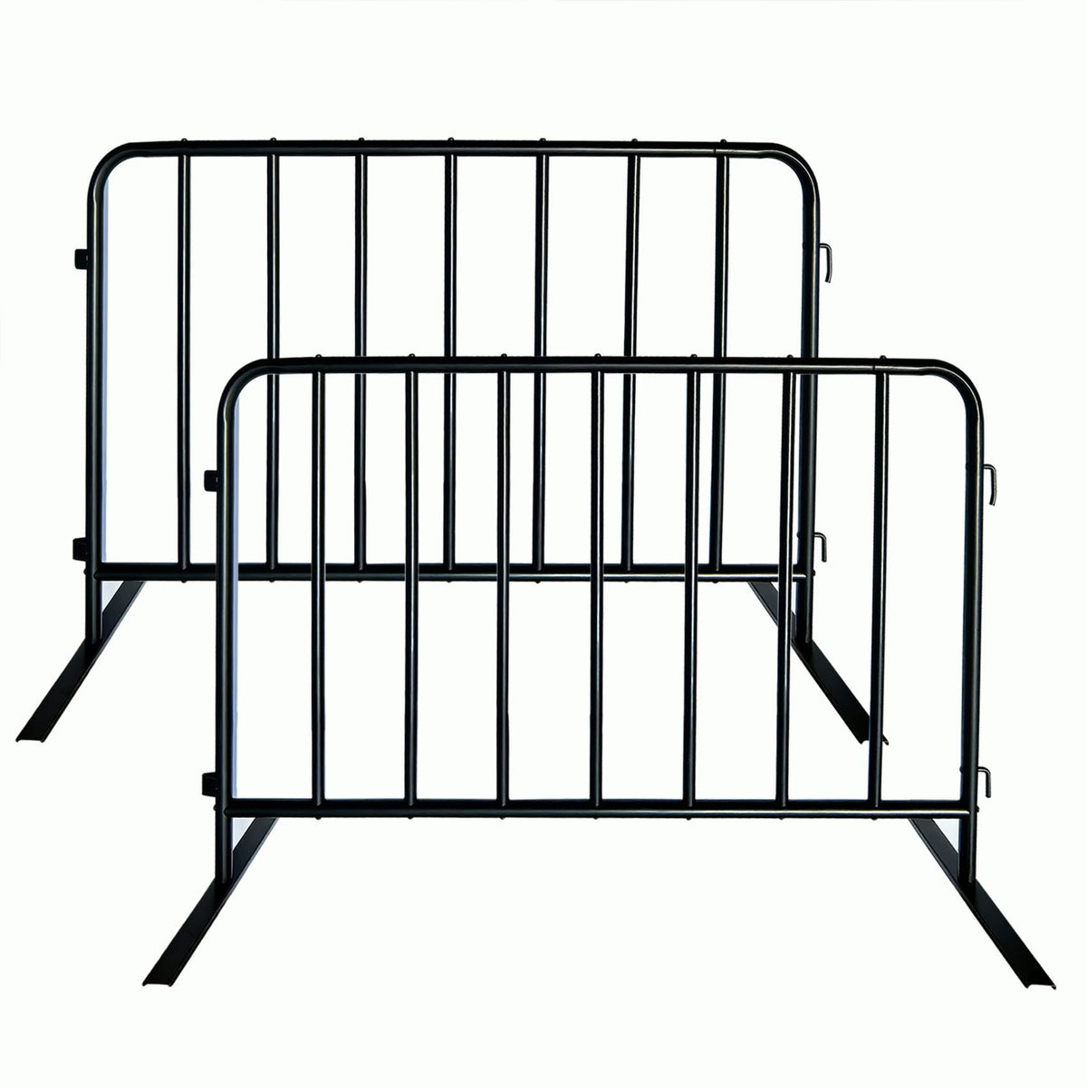 BIGalleons 2-Pack Steel Crowd Control Barrier, Light Duty 5FT Interlocking Safety Barricade, 16GA Galvanized Steel Queue Barrier, Assembly Needed for Pedestrian Traffic & Construction Barricade（Black）