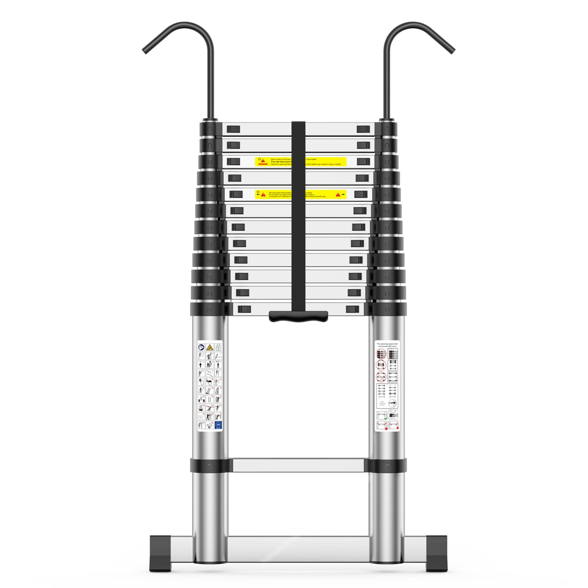 Telescoping Ladder,16.5FT Extension Ladder, Heavy Duty 330lbs Max Capacity, Multi-Purpose Collapsible Ladder with Stable Hook and Balancing Bar for RV or Outdoor Work