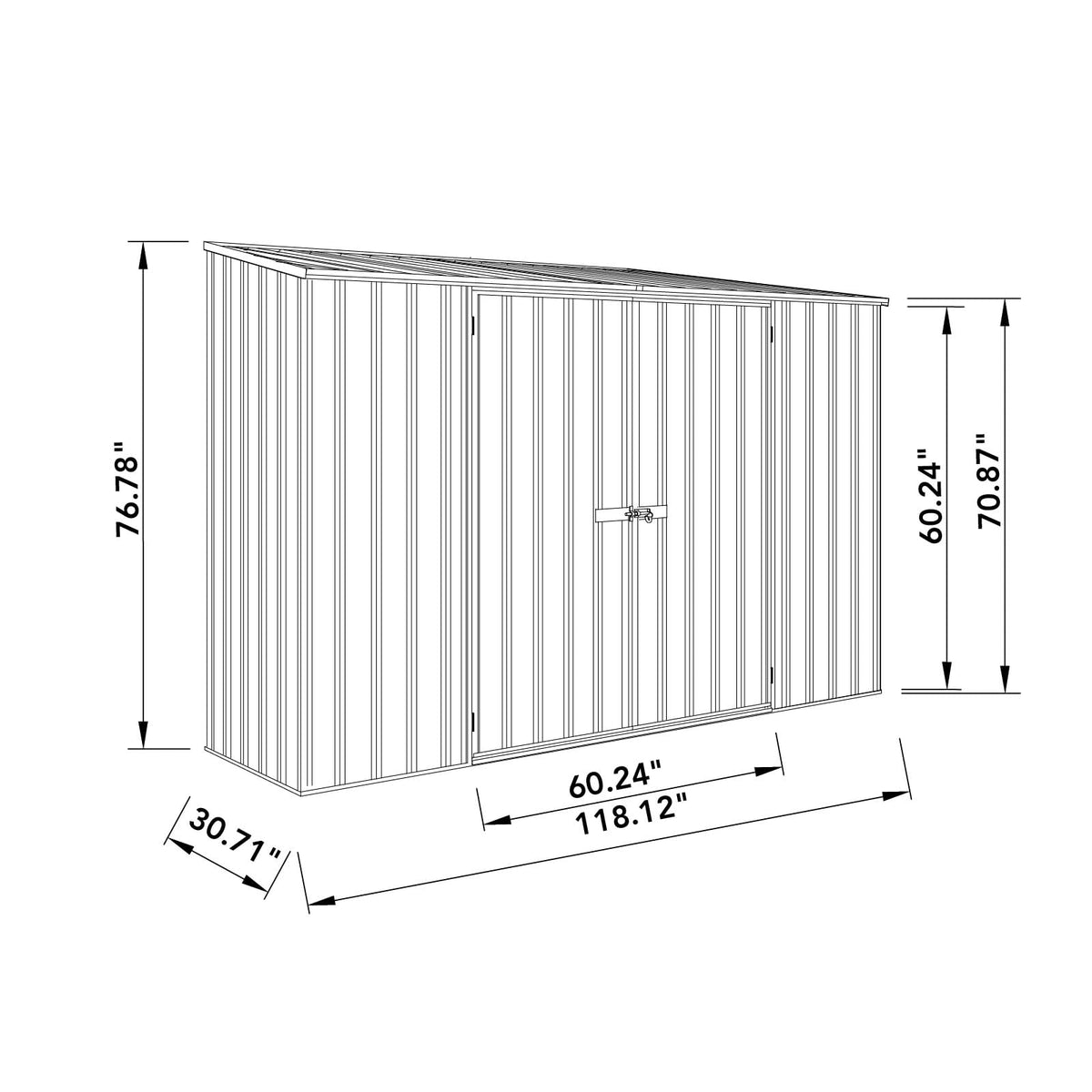 ABSCO Space Saver Metal Garden Shed 10 Ft. x 2.5 Ft. Surfmist