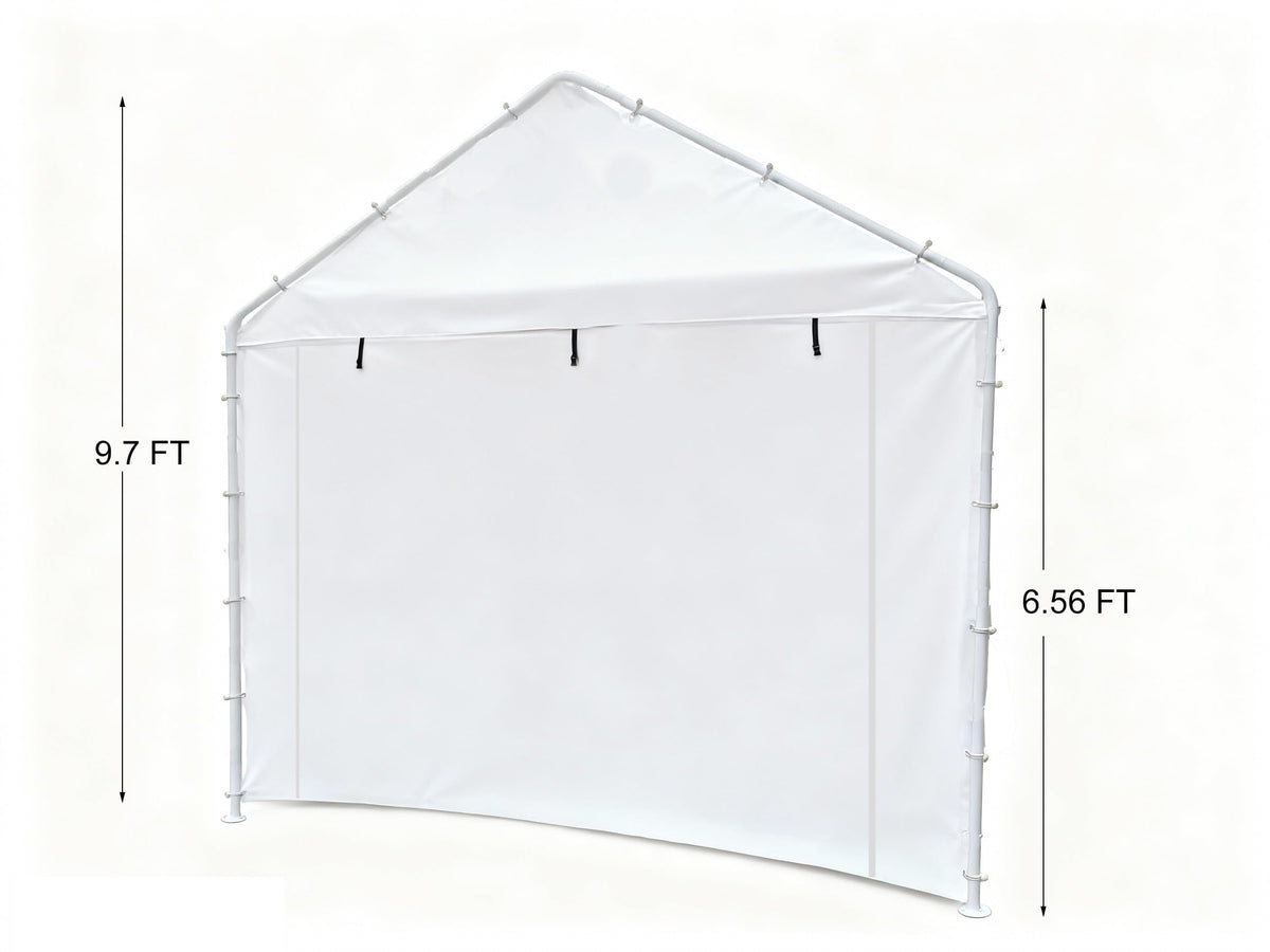 Rutile 10x20 Carport Replacement Sidewall, 180G PE Waterproof & UV Protected Sidewall Cover (White, Sidewall kit Panel Set of 4 w/o Mesh Windows)