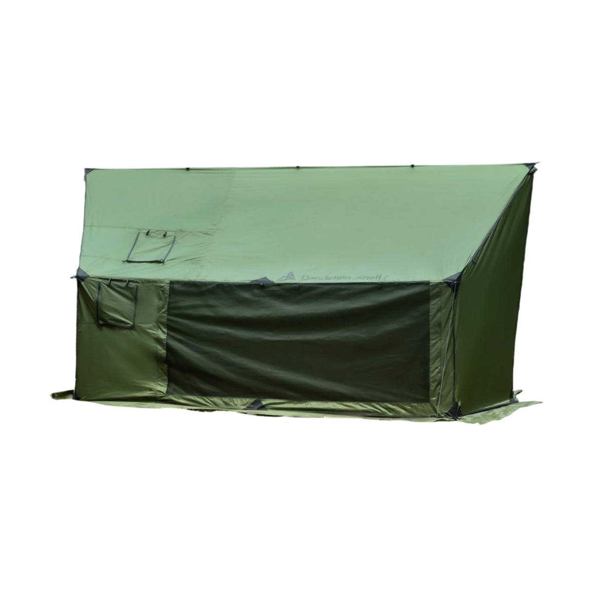 Dandelion Shell Hammock Hot Tent with Stove Jack and Double-Sided mesh Windows - Spacious, Versatile Wall Tent with Snow Skirt(No Poles)-Green Waterproof & Windproof, Ideal for Camping, Backpacking