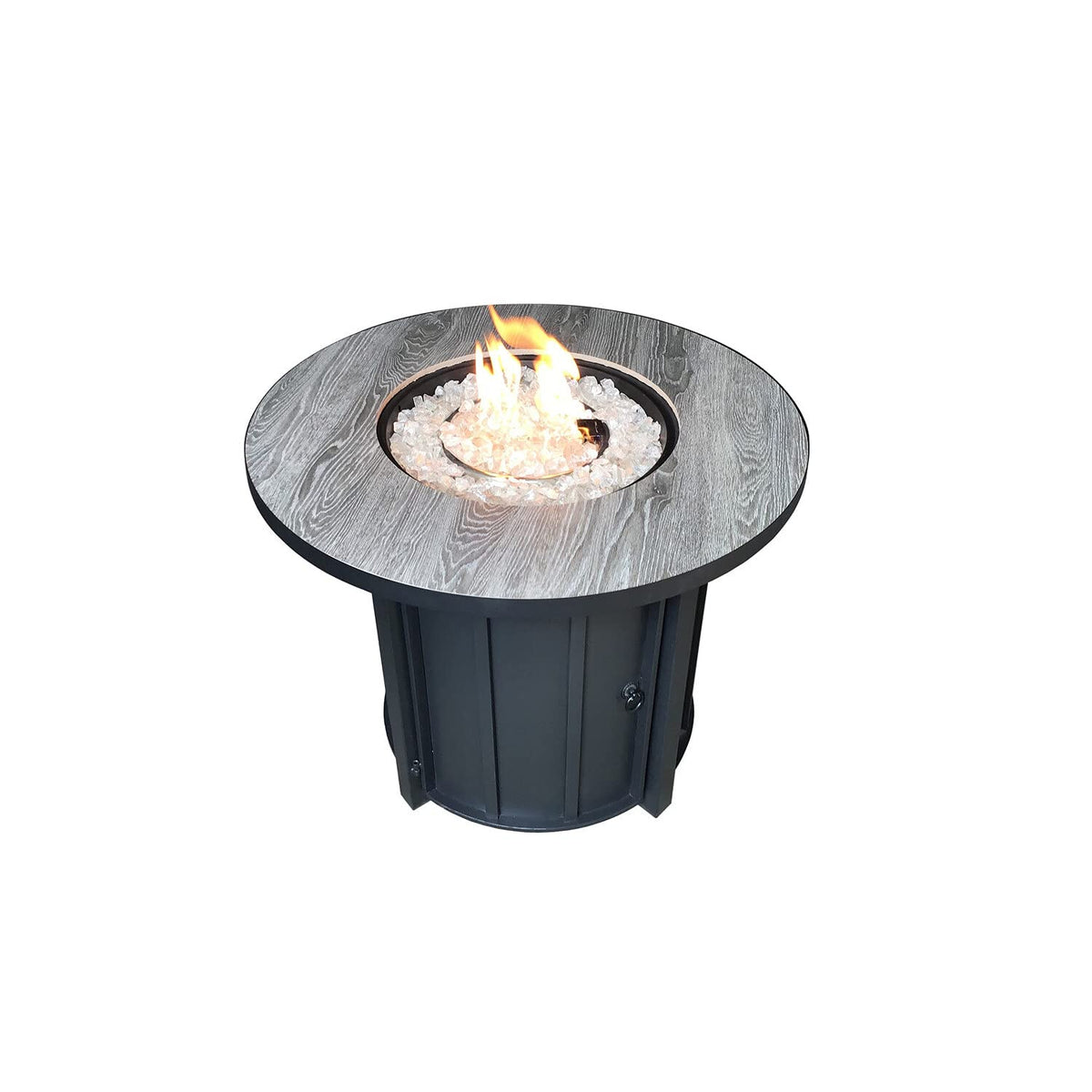 Hiland AFP-FWT Faux Wood Top 40,000 BTU Round Propane Fire Pit, Gray