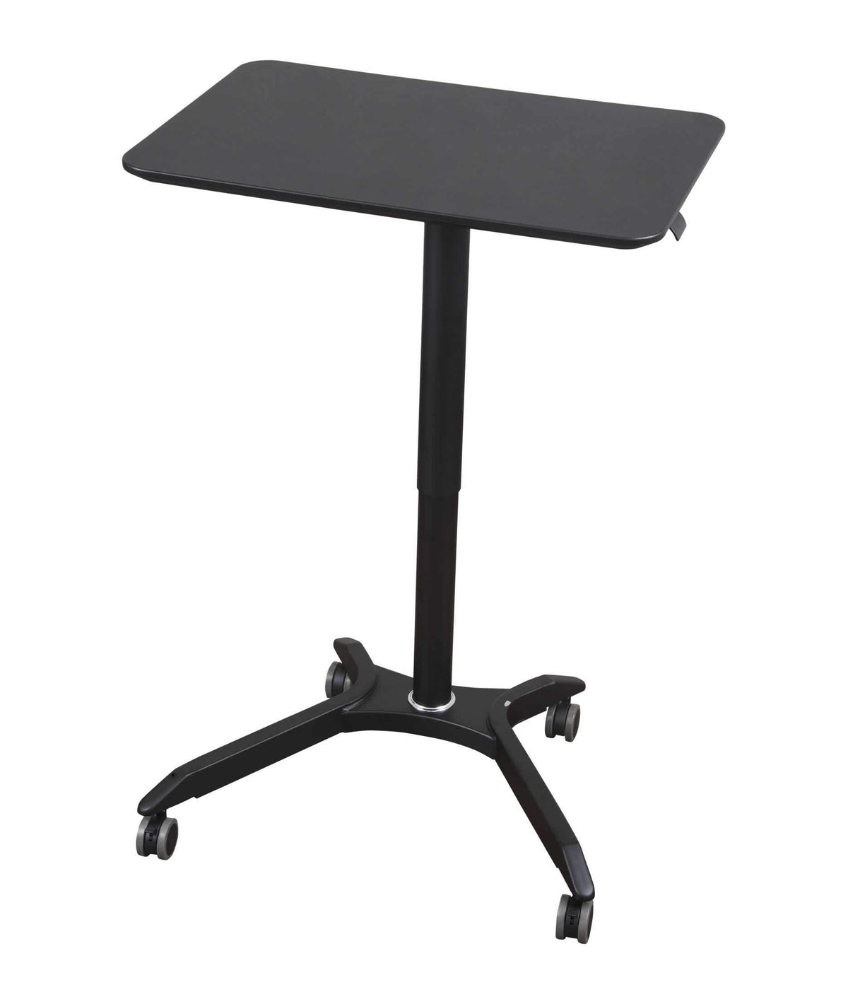 Stand Up Desk Store Pneumatic Adjustable Height Rolling Mobile Laptop Standing Desk Cart (Black Frame/Black Top, 28" Wide)