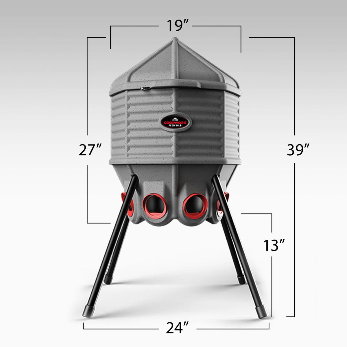 CoopWorx Poultry Feeder - 80 lb Capacity - Adjustable Height - UV Stable - Weather Resistant - 8 Feed Ports - Silo Shaped Design - Rust-Proof - Intended for Chickens/Ducks/Turkeys - Made in USA