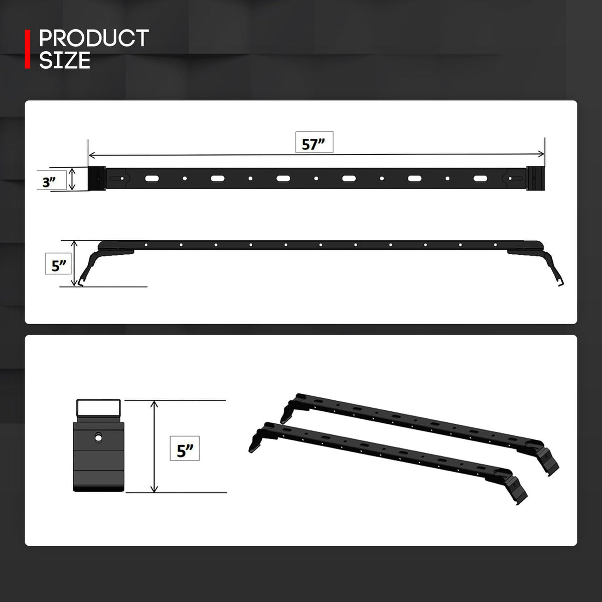 XOOKUN Steel Maximum Load 300 lbs Roof Rack Bars Kayak Cargo Carriers Crossbar roof Rack Compatible with Jeep Wrangler JK JL Gladiator JT 2007-2024 (4 Door Hard Top)
