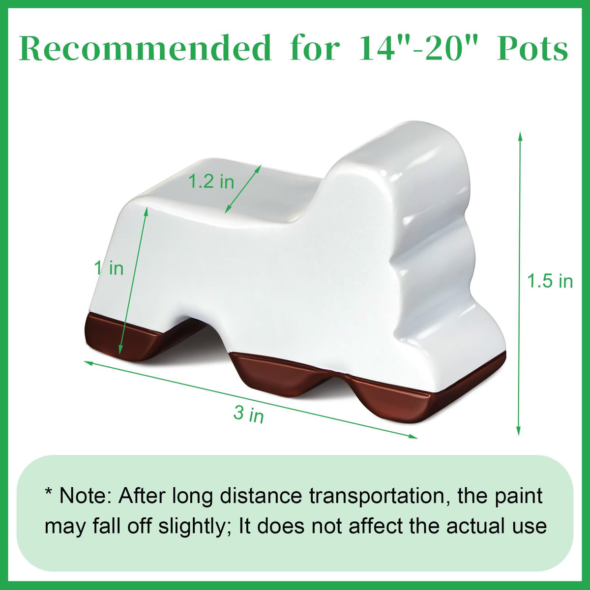 Kigeli 12 Pcs Resin Pot Feet for Outdoor Planters 3 Inch Long 1.5 Inch Tall Flower Handmade Elevator Plant Feet Frost Proof Lifter for 14-20 in Pot(White)