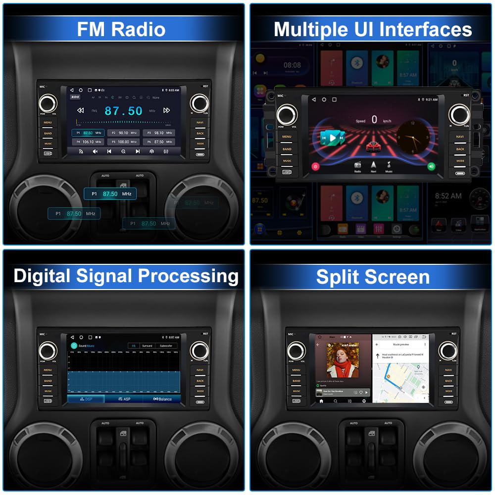 EagleNav Car Stereo for Jeep Wrangler JK Compass Patriot/Chrysler/Dodge RAM Charger, 7 inch Touch Screen Android 13 Radio with Bluetooth GPS Wireless CarPlay Android Auto Reverse Camera [2GB+32GB]