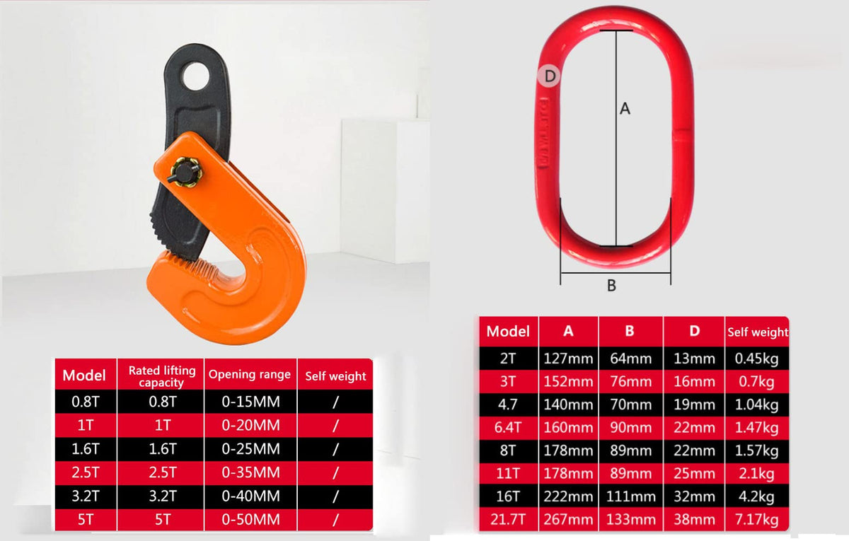 Double Horizontal Plate Lifting Clamp Barrel Drum Lifter Heavy Duty 1T/ 2204lbs with High Strength Manganese Steel Chain for Industry Hoist Crane (Capacity 1 ton, 1m chain)