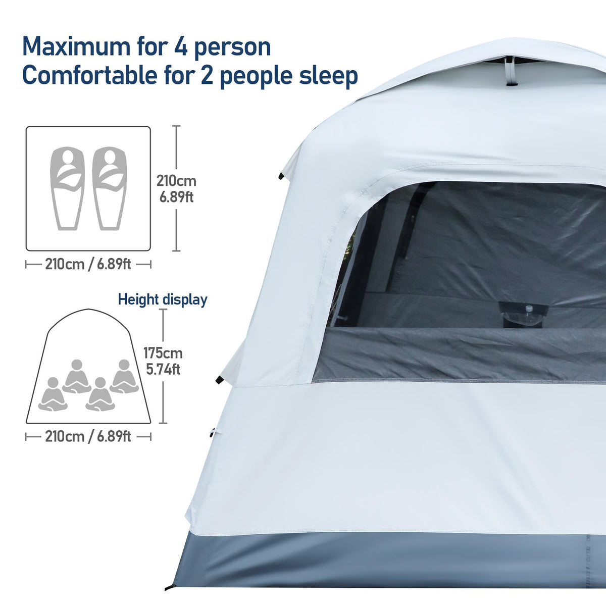 Quick Setup Tent,Automatic Inflatable Camping Tent,Easy Set up 3-4 Person Glamping Outdoor 4 Season Air Blow Up Tents, Rainfly & Windproof Portable (Automatic Inflatable)
