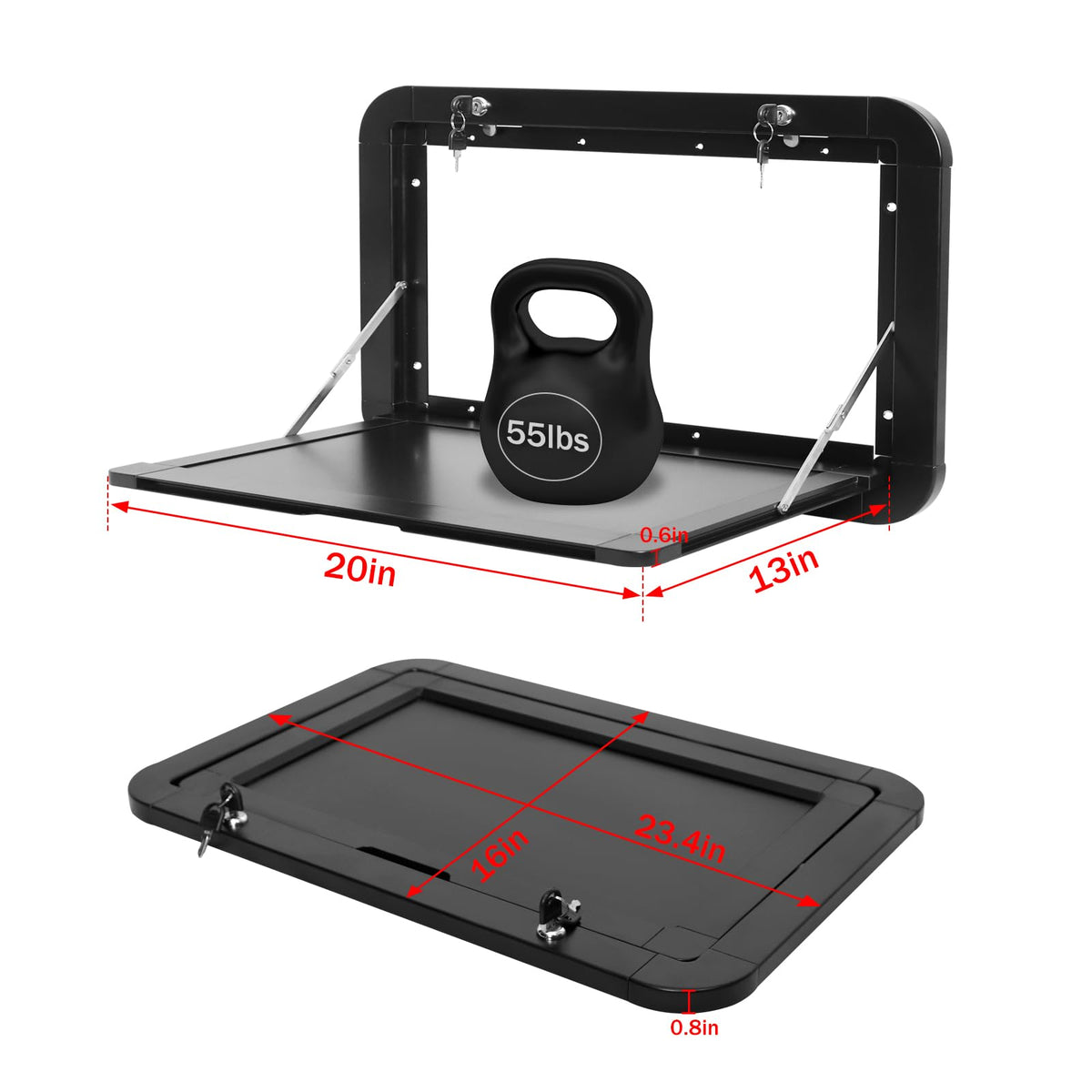 HWHongRV Foldable RV Picnic Tables Campervan Picnic Wall Mounted Table, RV Table Top Premium Aluminum Alloy Folding Wall Table Lockable Wall Table Kit, 23.4 x 16 inchs