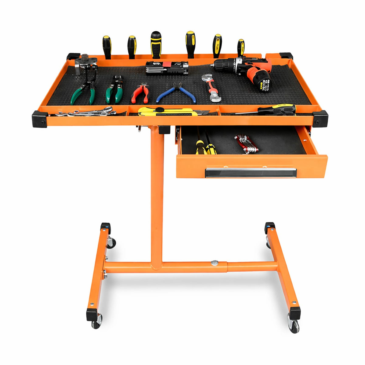 A A IN Heavy Duty Adjustable Work Table with Drawers, for Garages, Repair Shops and DIY, Portable. 220 Pounds Capacity.