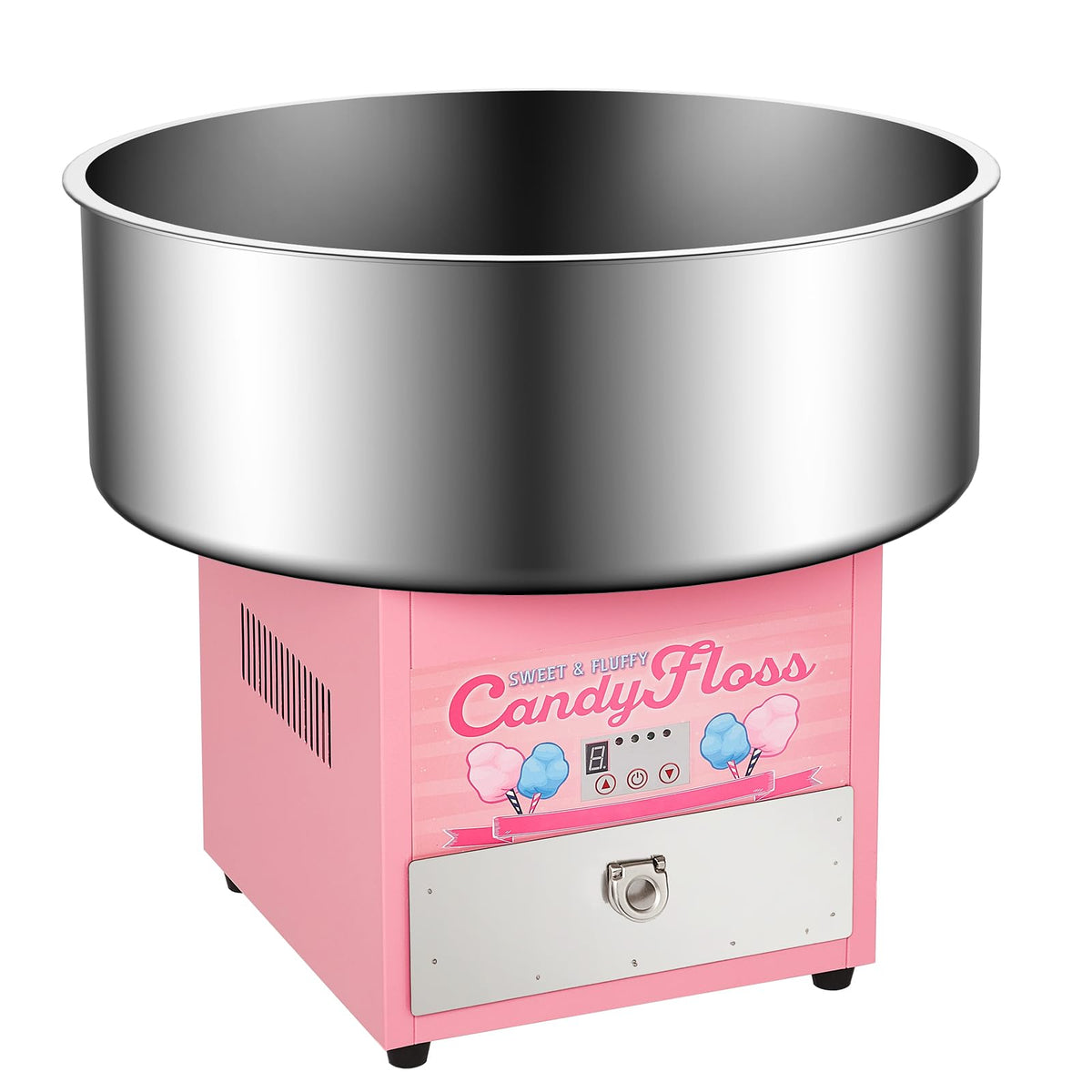 Garvee Electric Cotton Candy Maker Commercial, Cotton Candy Machine for Kids with 20 in Stainless Steel Bowl for Family, Party, Amusement Park, Carnival- Pink